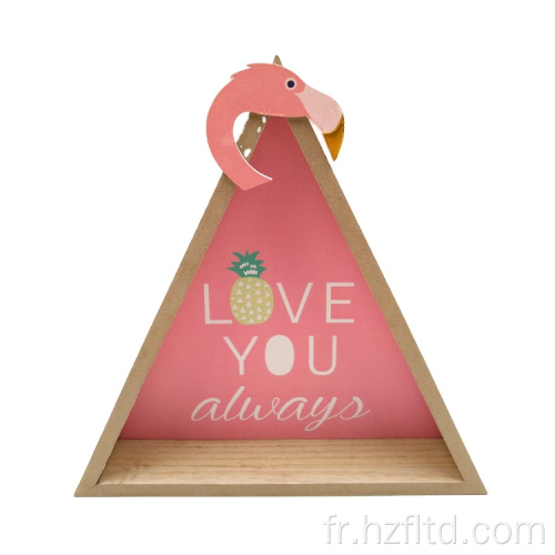 Etagère murale triangulaire en bois avec cadre Flamingo